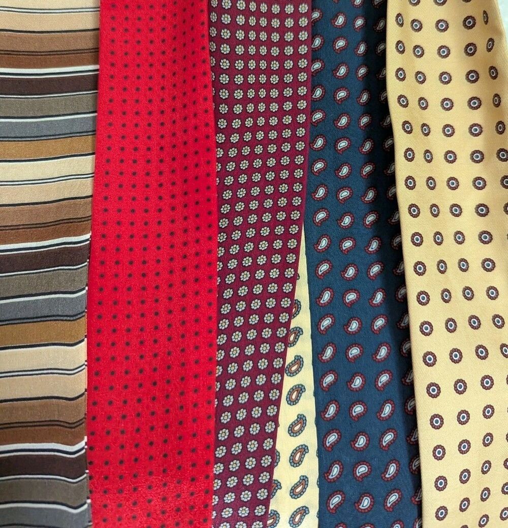 Lot Of 6 Vintage 100% Scarf Hair Wrap Neck Ties Japan 80s 90s Paisley Preppy